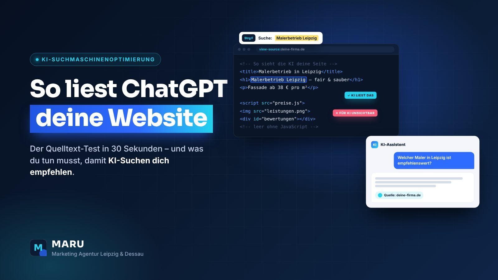 So liest ChatGPT deine Website: Quelltext-Test mit view-source und Strg+F – KI-Suchmaschinenoptimierung von MARU aus Leipzig